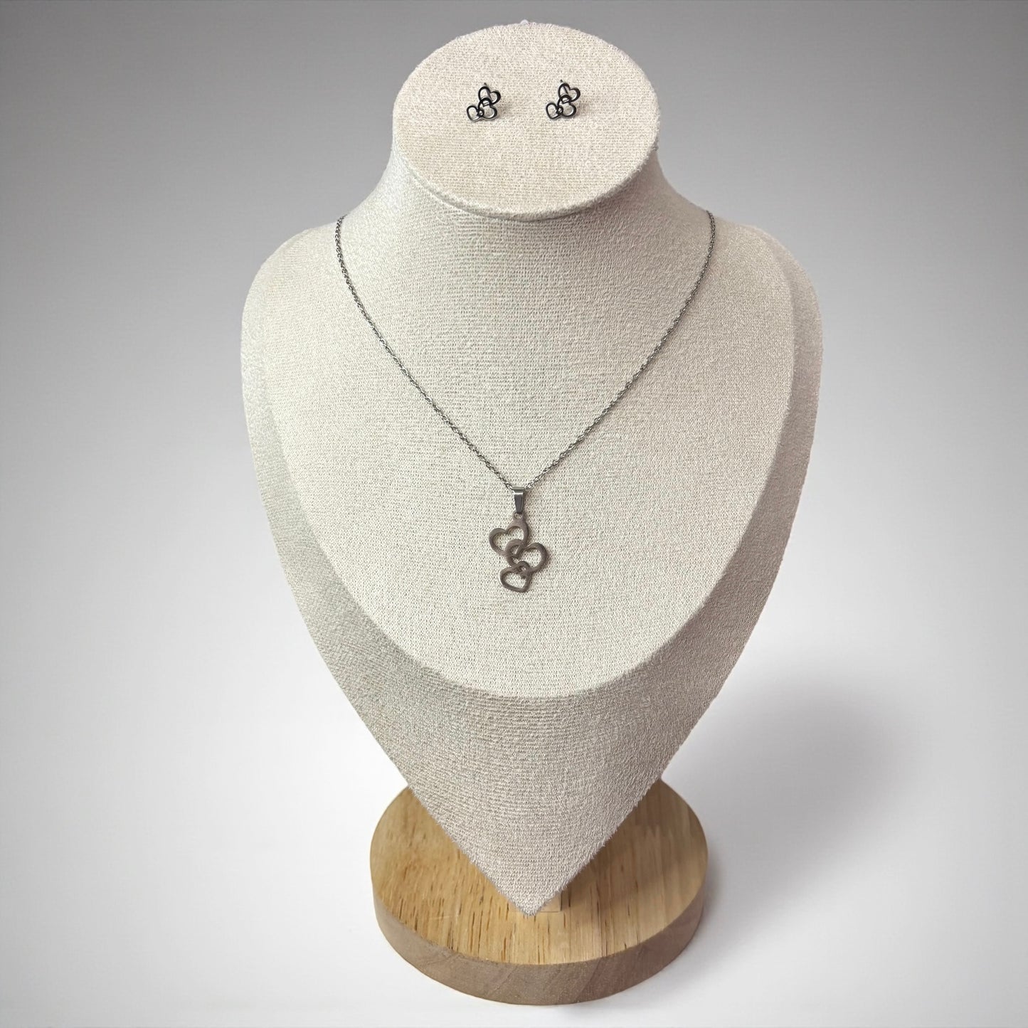 Triple Hearts Necklace & Earring Set