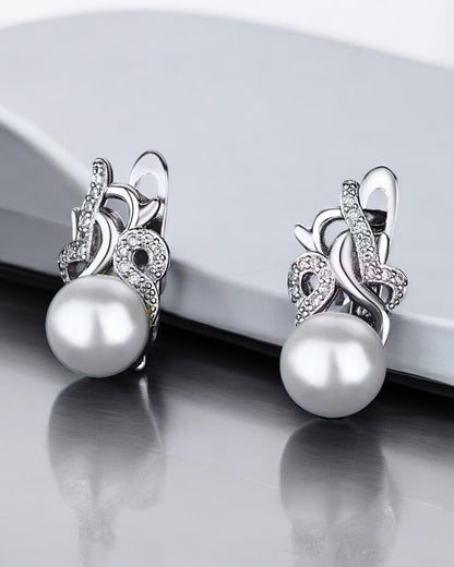 Sterling Silver Pearl Hoop Earring