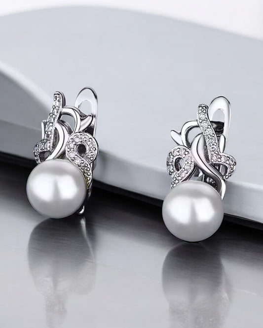 Sterling Silver Pearl Hoop Earring