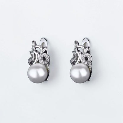 Sterling Silver Pearl Hoop Earring