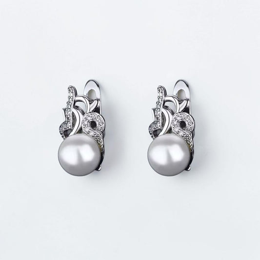Sterling Silver Pearl Hoop Earring