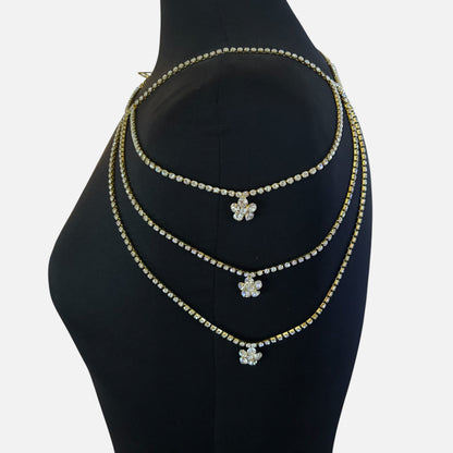 Layered Flower Shoulder Gold Chain