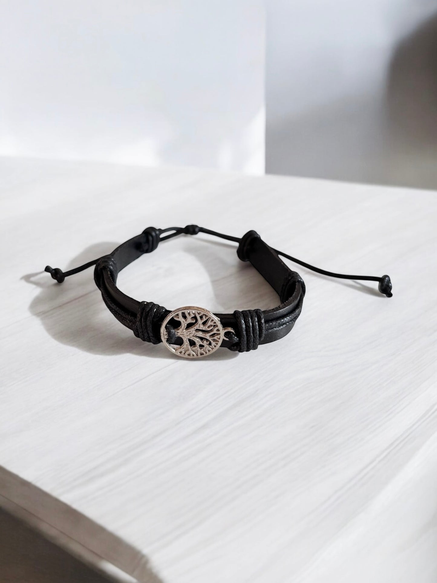 Tree Of Life Charm Leather Rope Chain Bracelet