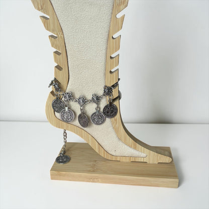 Vintage Silver Coin Charm Anklet