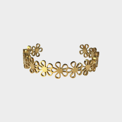 Floral Bracelet Ring Gold Set