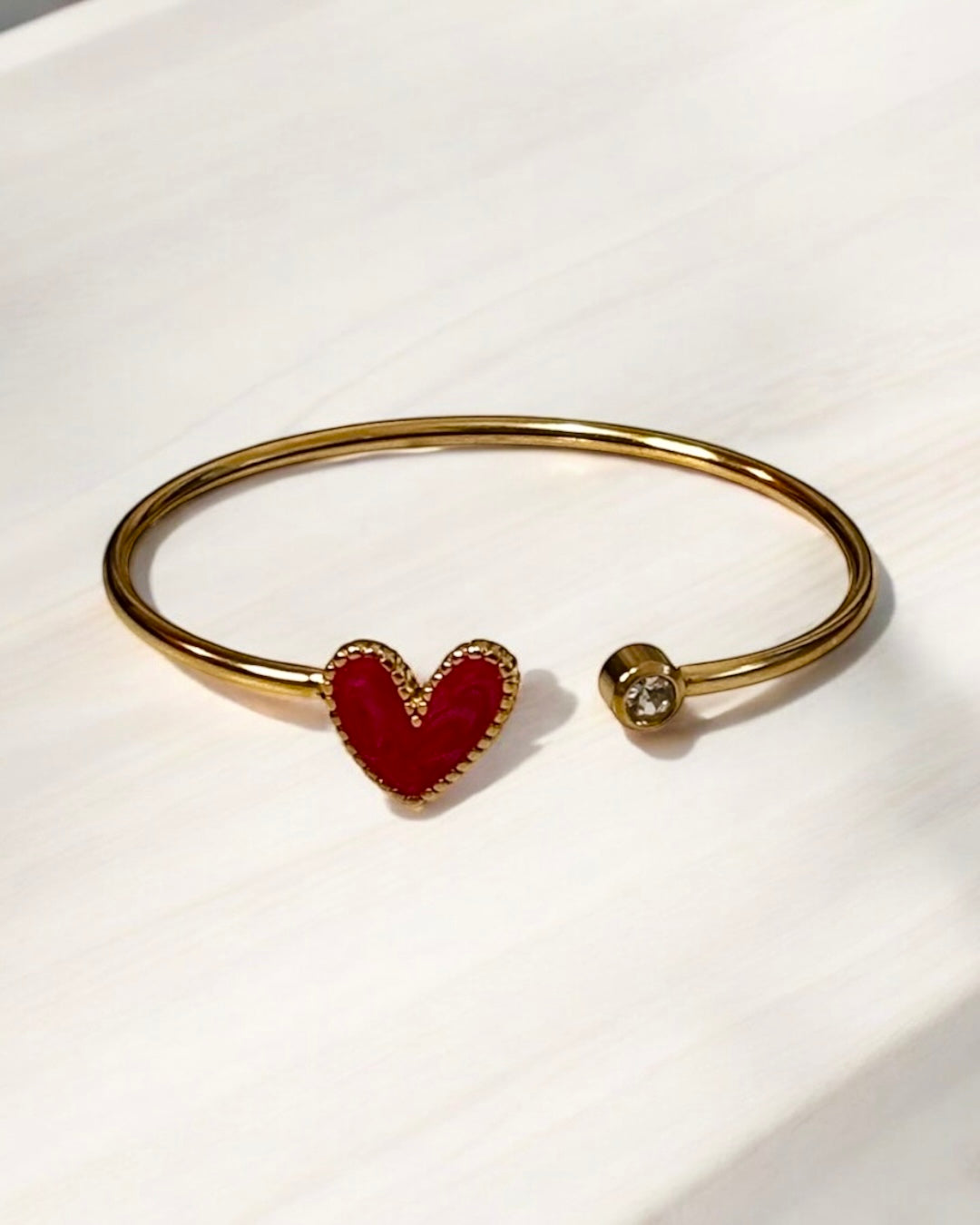 Small Heart Stainless Heel Cuff Bracelet