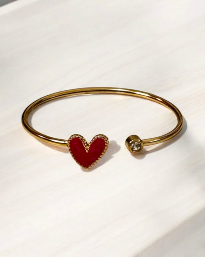 Small Heart Stainless Heel Cuff Bracelet