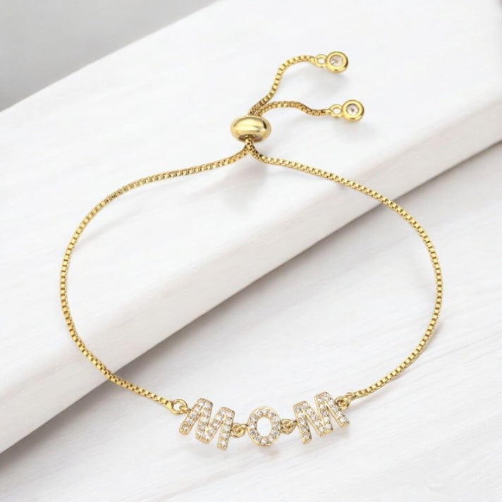 Pulseras de lujo ajustables de oro para mamá