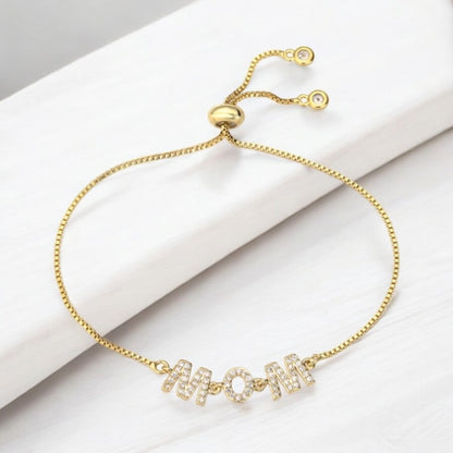 Pulseras de lujo ajustables de oro para mamá