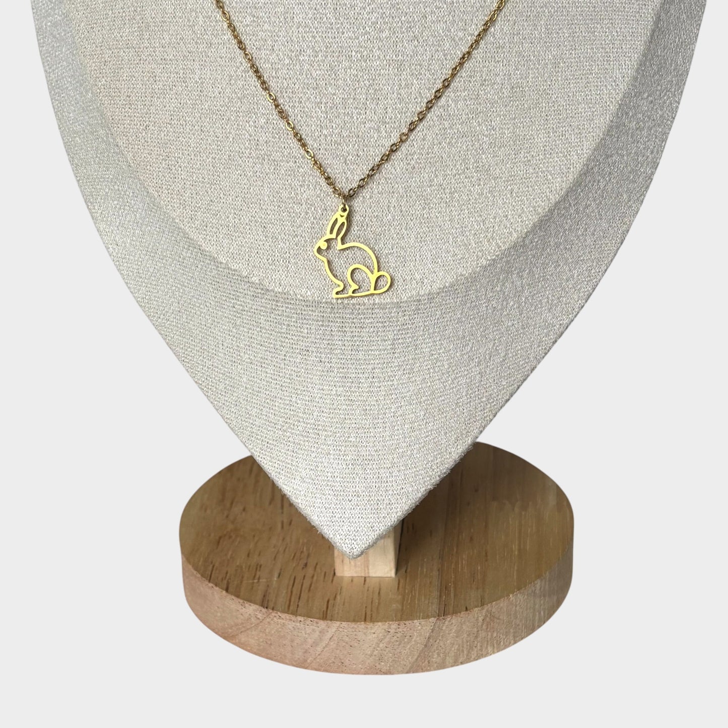 Gold Stainless Steel Bunny Pendant Necklace