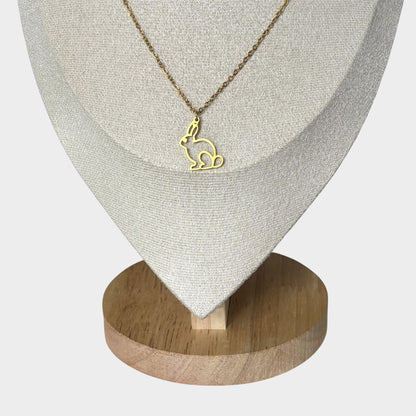 Gold Stainless Steel Bunny Pendant Necklace