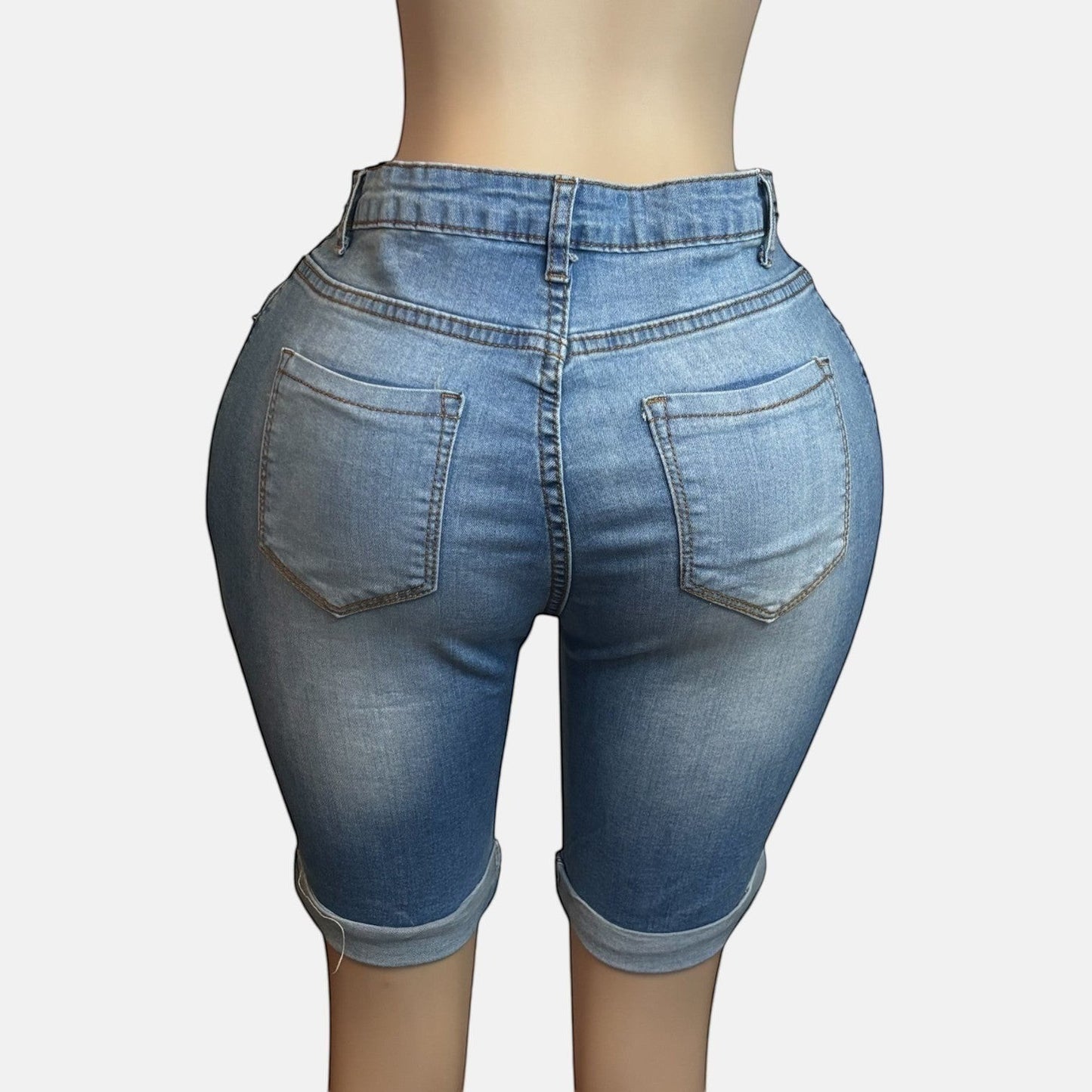 Blue Denim Women Bermuda Shorts