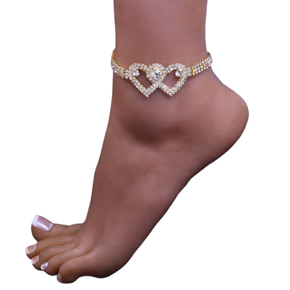 Luxurious Double Heart Anklet Bracelet