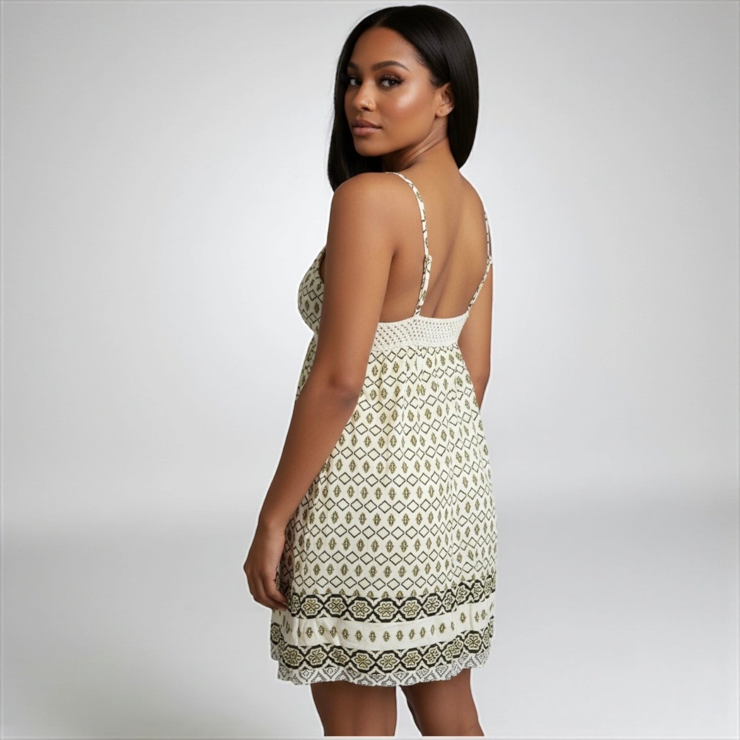 Beige Short Boho Casual Dress