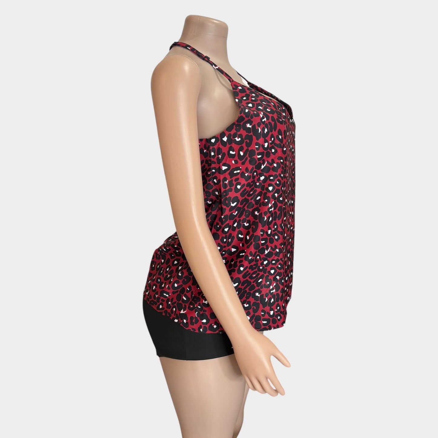 Wine Red Leopard Printed Racerback Tank Top