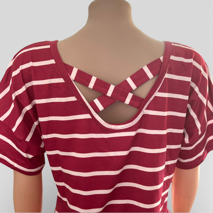 Top de mujer de manga corta con lazo a rayas