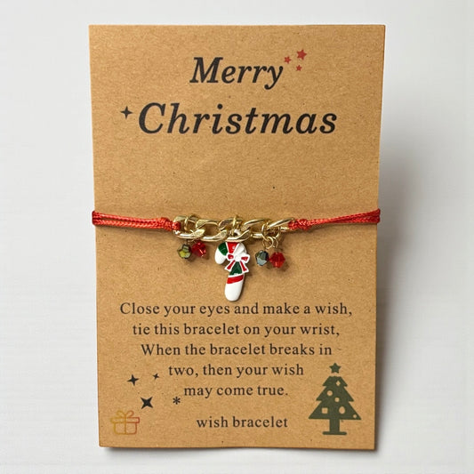 Christmas Cane Ribbon Bracelet