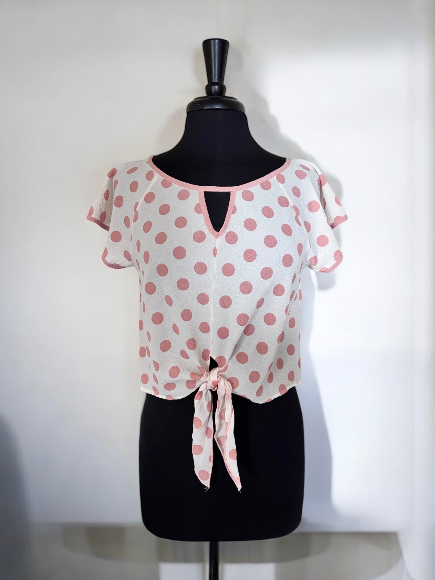 Ivory Peach Polka Dots Blouse