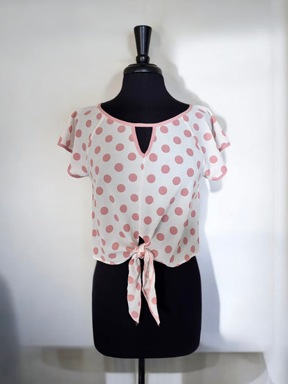 Ivory Peach Polka Dots Blouse
