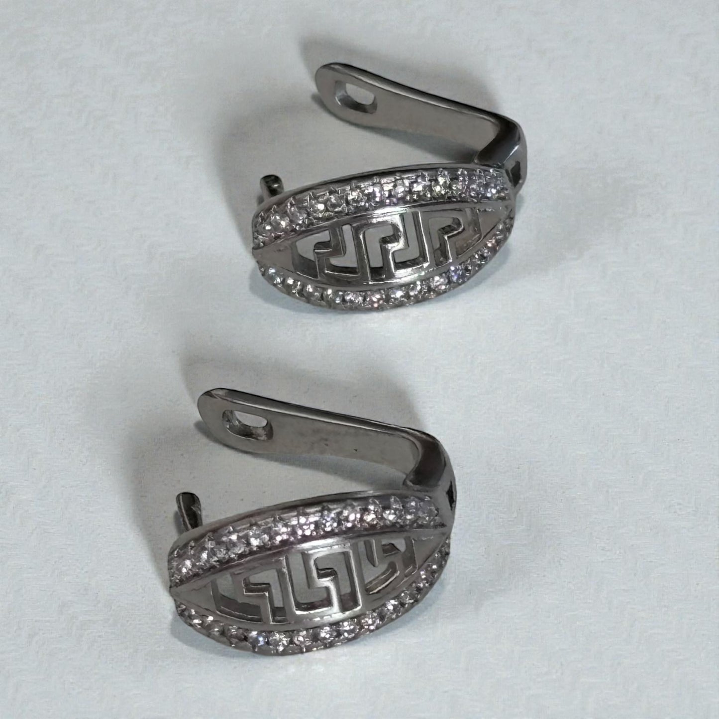 Silver Small Zircon Hoop Earring