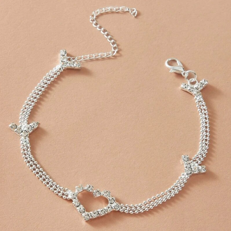 Pulsera de cadena ajustable con forma de corazón