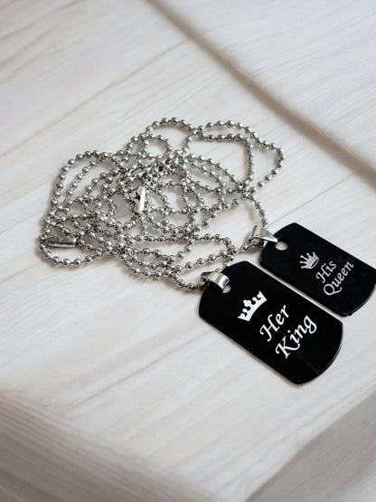 Her King His Queen Matching Couple Necklaces