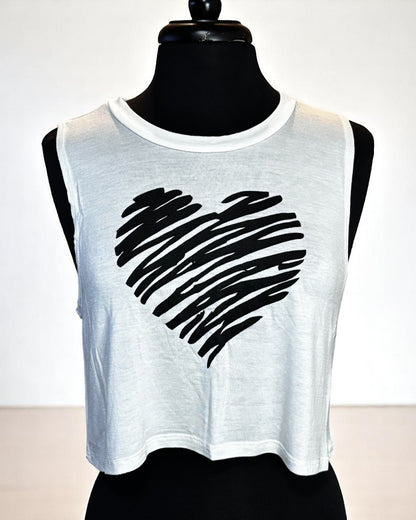 Sleeveless Women Crop Heart Top