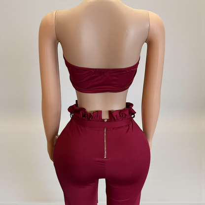 Conjunto largo de 2 piezas burdeos para mujer