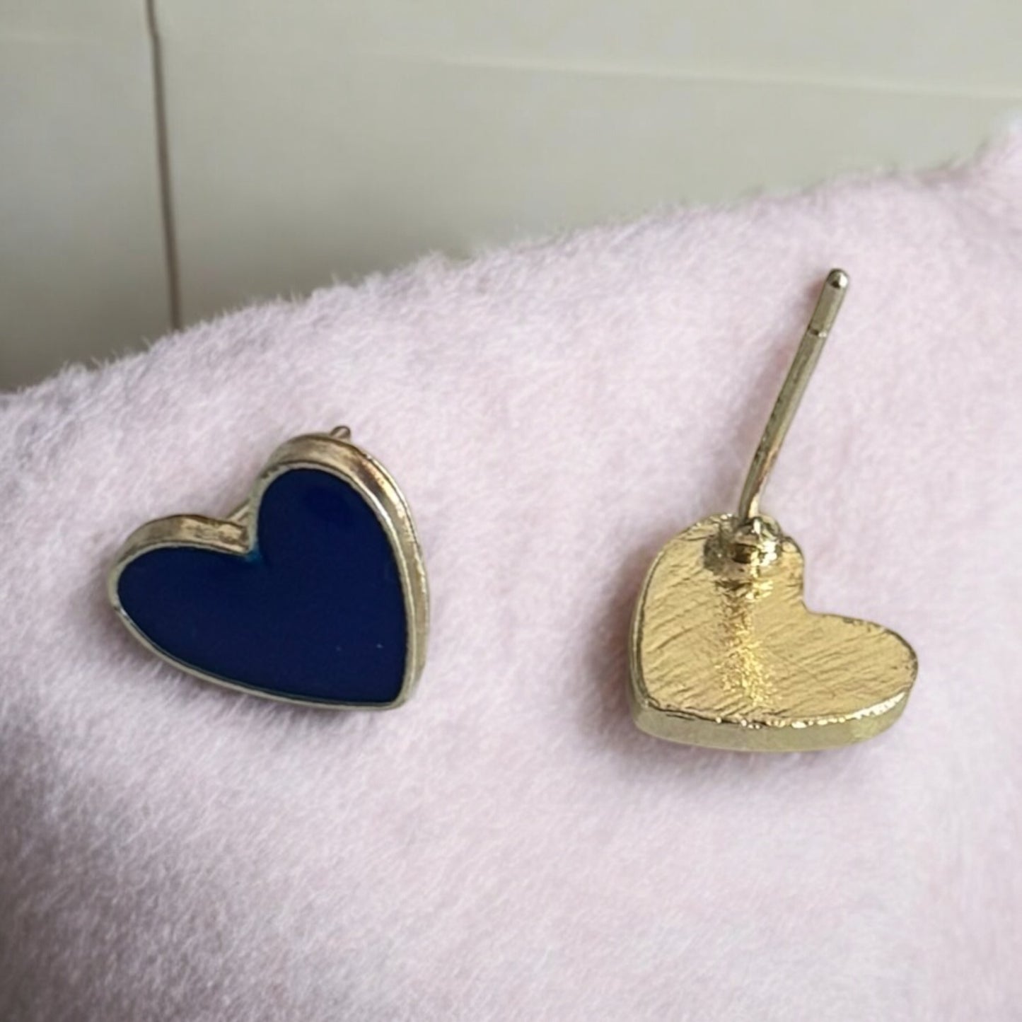Small Dark Blue Heart Earring