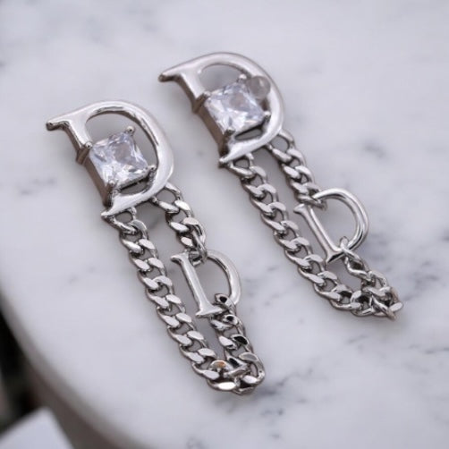 Letter D Elegant Zircon Earrings