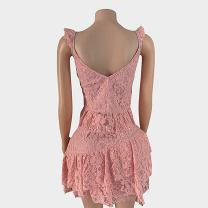 Conjunto de falda de encaje con corazón rosa claro