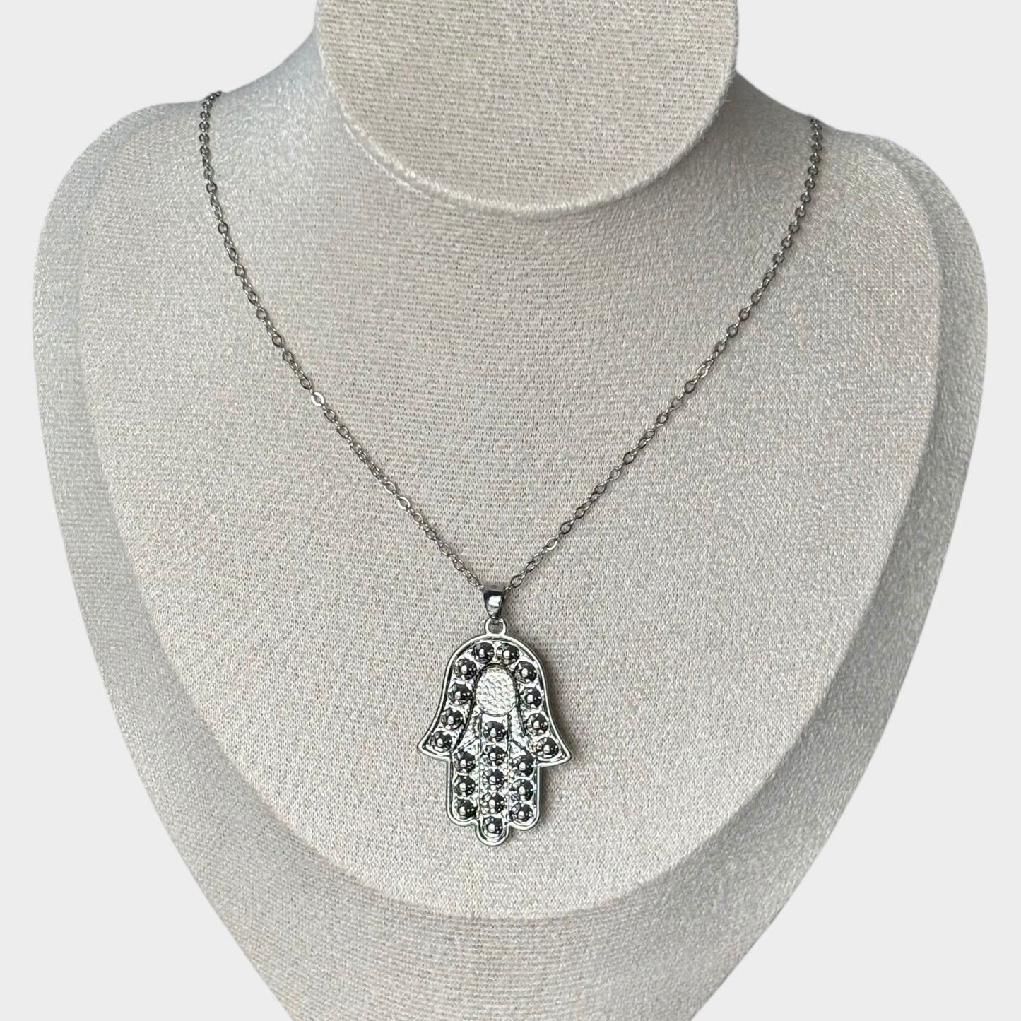 Palm Protection Silver Necklace