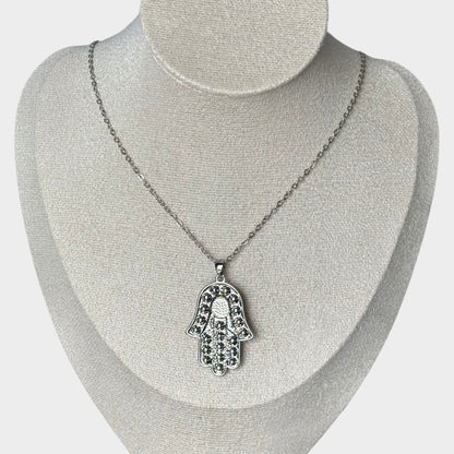Palm Protection Silver Necklace