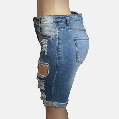 Blue Denim Women Bermuda Shorts