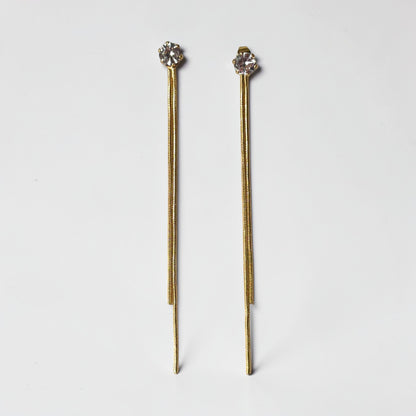 Long Stud Gold Dangle Earring