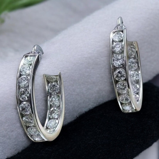 Silver Zircon Crystal Small Hoop Earrings