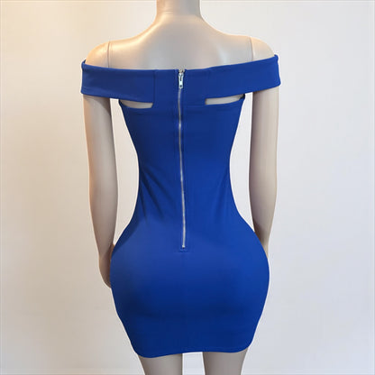Off shoulder Women Royal Blue Dress