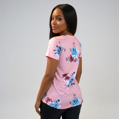 Pink Floral Shirt With Knot Top