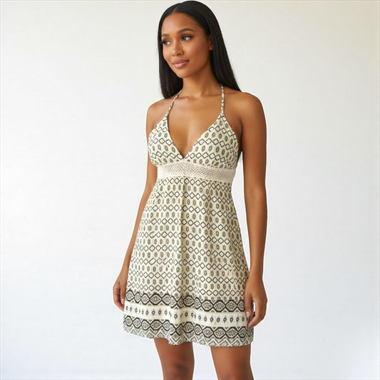 Beige Short Boho Casual Dress