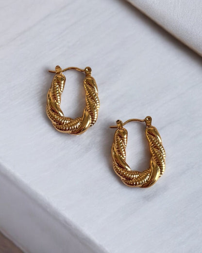 Gold Twisted Chunky Hoop Earring
