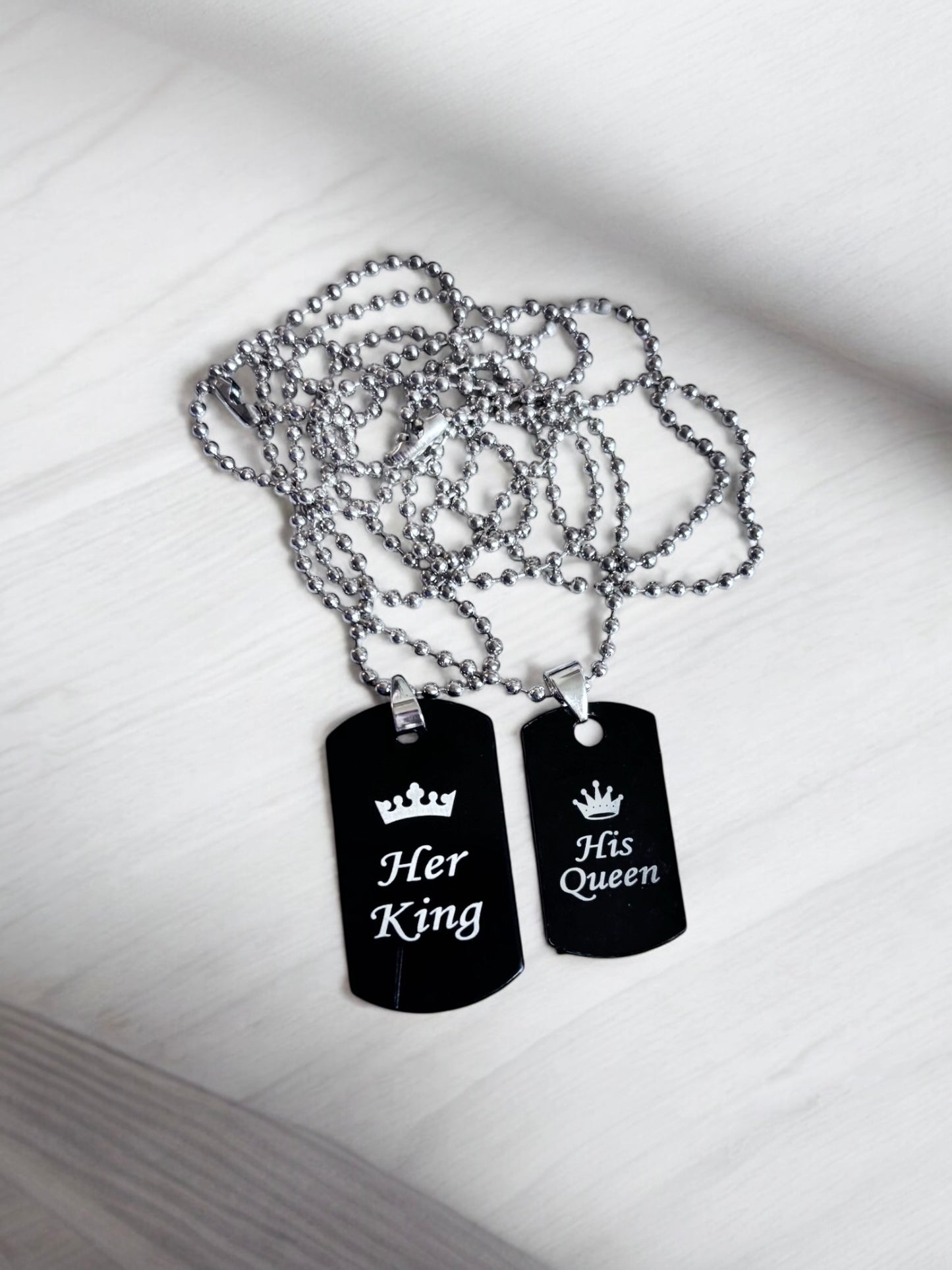 Her King His Queen Matching Couple Necklaces