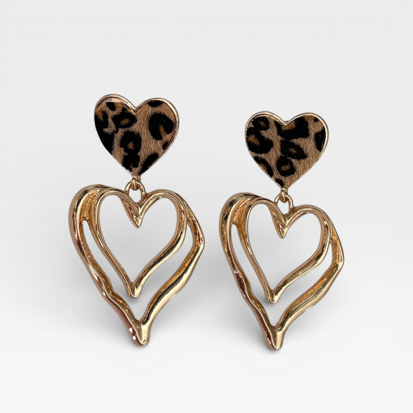 Leopard Print Heart Dandle Earring