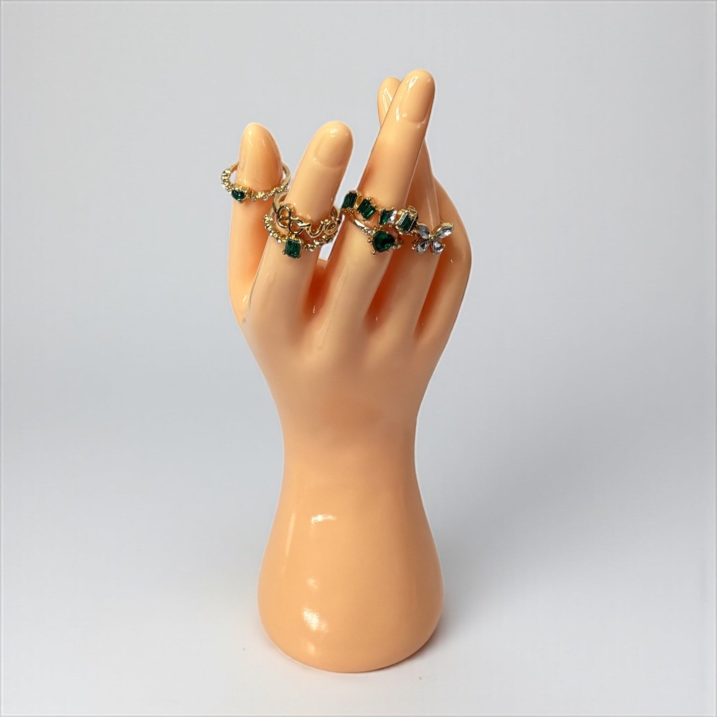 Emerald Green and Gold 6 Ring Set