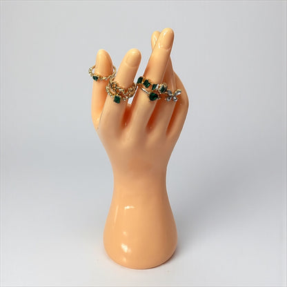 Emerald Green and Gold 6 Ring Set