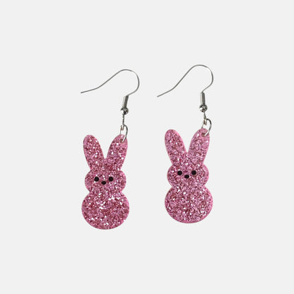 Light Pink Glitter Bunny Acrylic Earrings