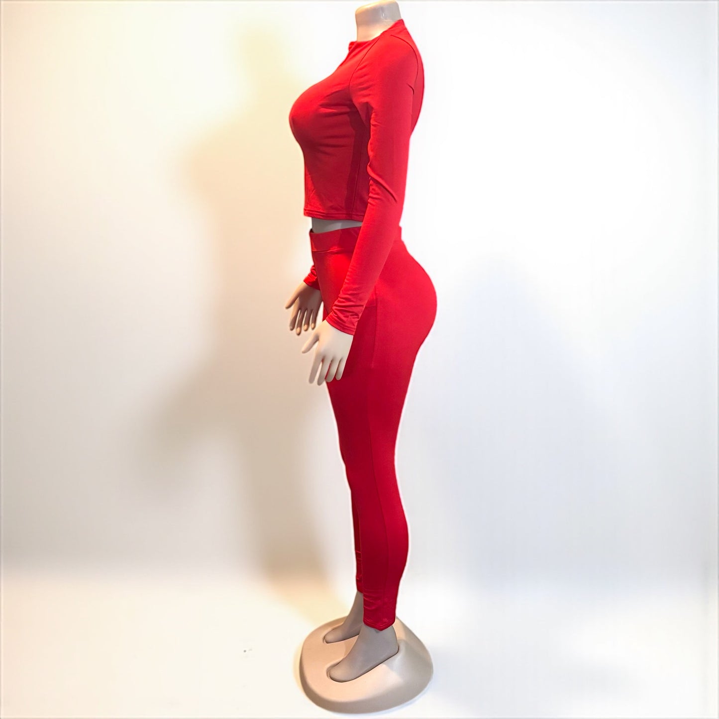 2 Piece Top and Long Pant Red Set