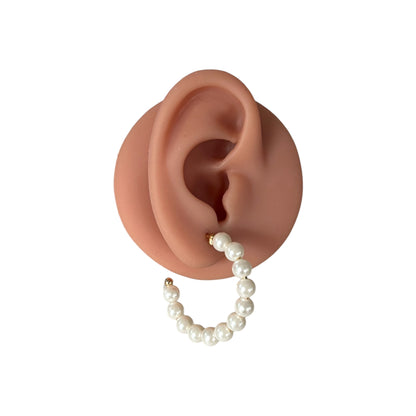 Medium Pearl Hoop Earrings