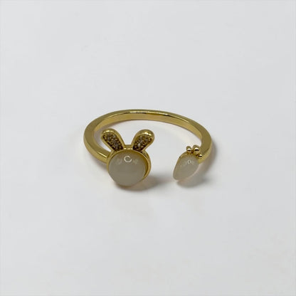 Golden Bunny & Carrot Adjustable Ring