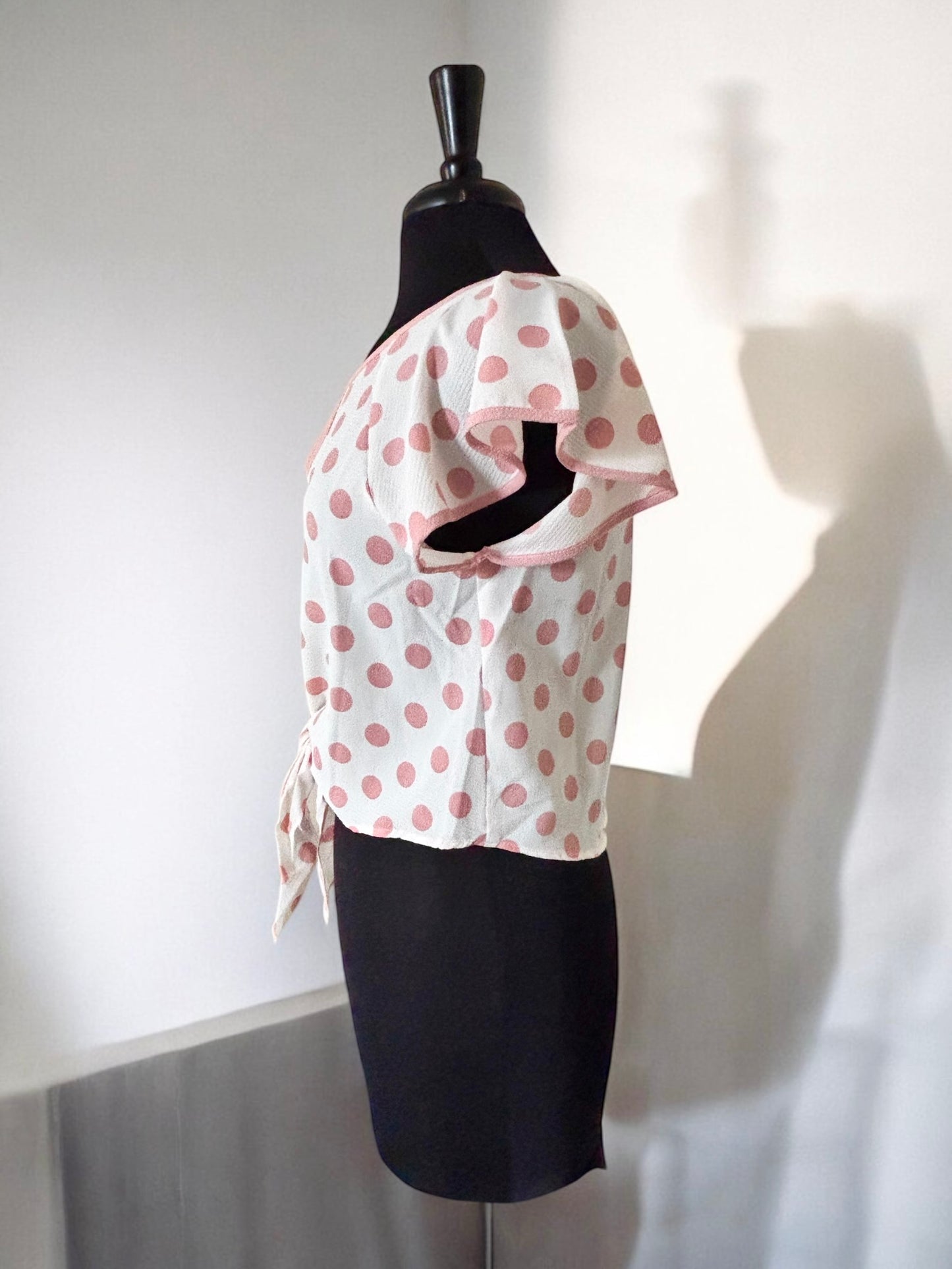 Ivory Peach Polka Dots Blouse