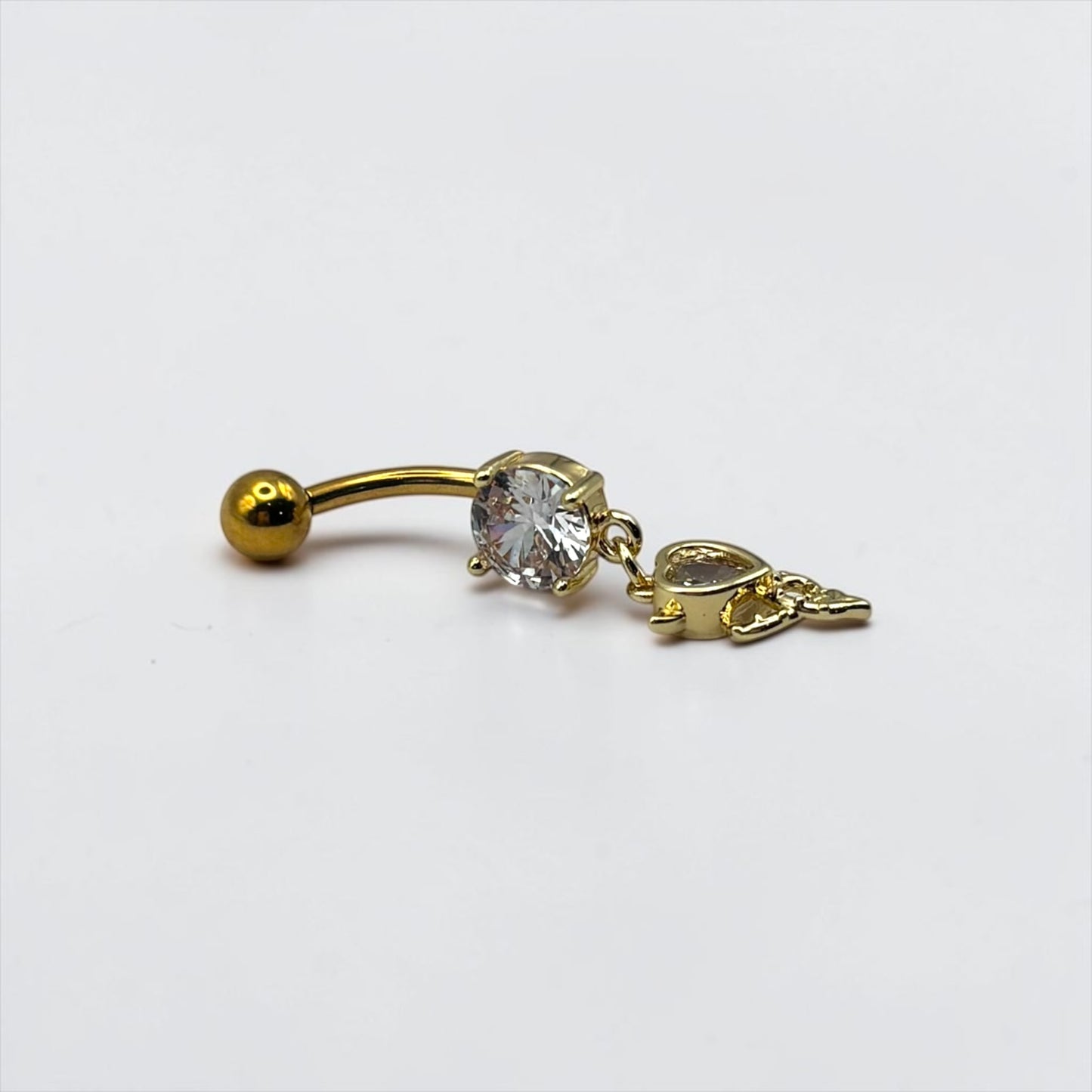 Gold Devil Heart Belly Button Ring